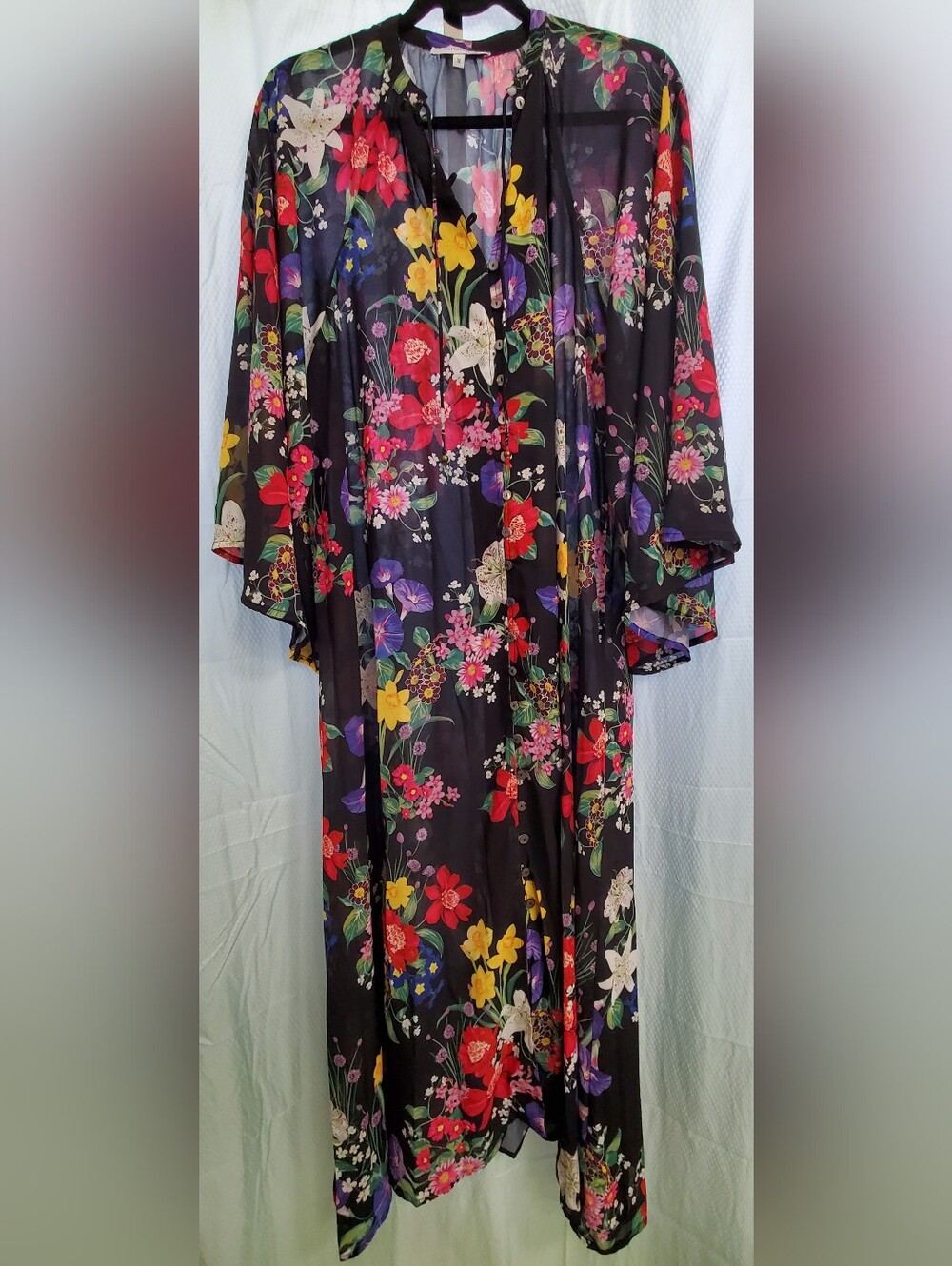 Olivaceous Long Tropical Floral Pattern Dress Size Medium LN